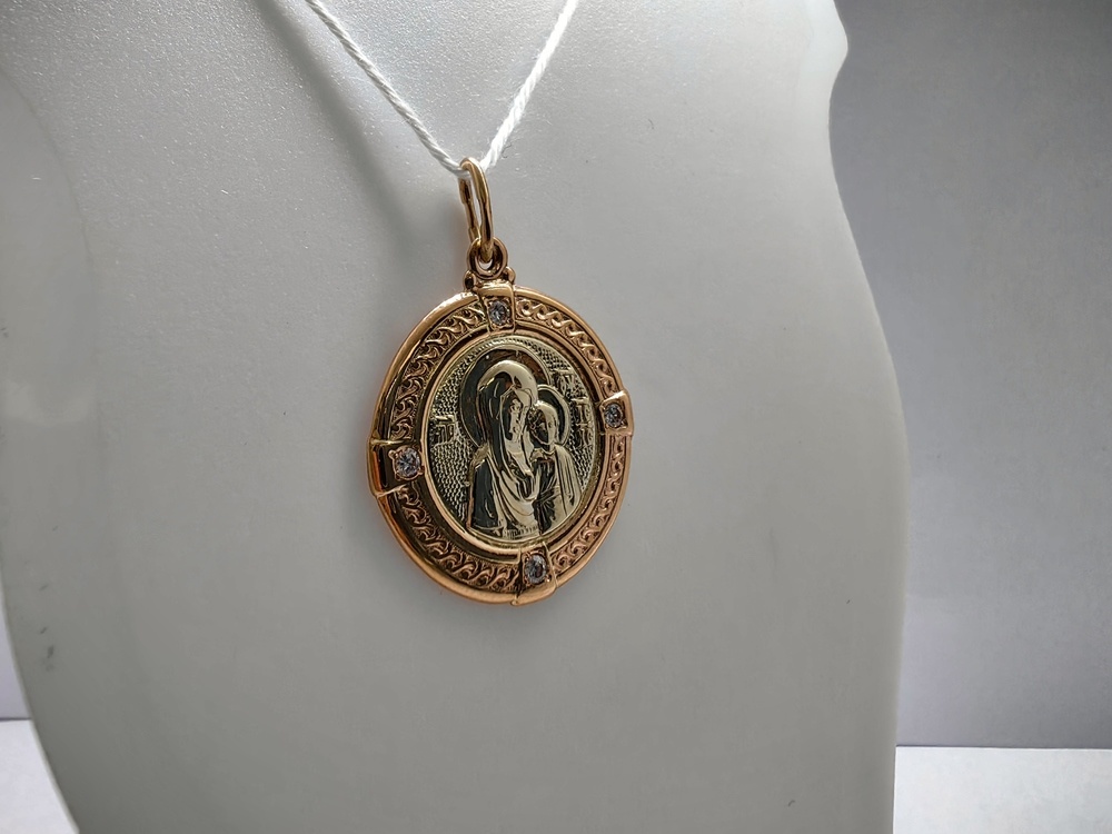 ПОДИКИ585 ПОДВЕСКА ИКОНА С КАМНЯМИ (Au 585)