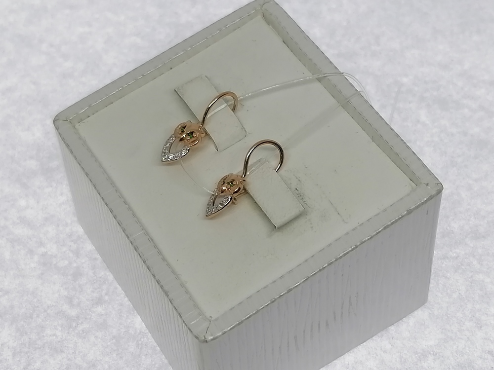 СЕРЬГИ ПЕТЕЛЬКА с камнями (Au 585)