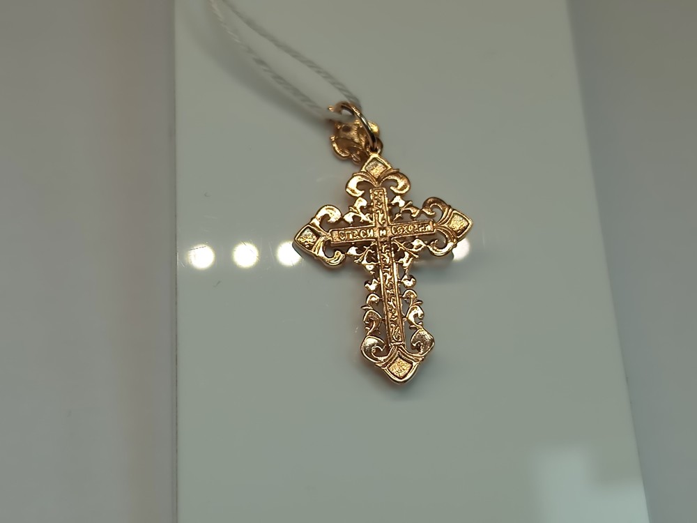 ПОДККИ585 ПОДВЕСКА КРЕСТ С КАМНЕМ (Au 585)