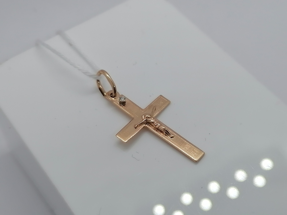 ПОДВЕСКА КРЕСТ С КАМНЕМ (Au 585)