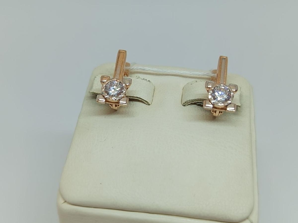 СКМ585 СЕРЬГИ С КАМНЕМ (Au 585)