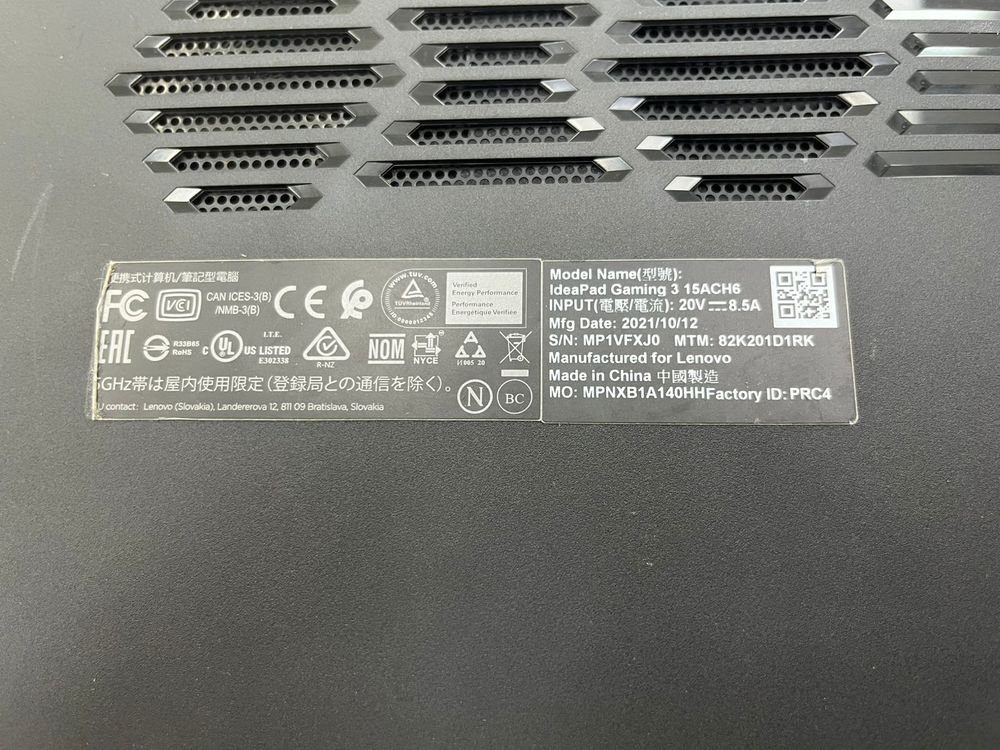 Ноутбук Lenovo ideapad gaming 3 15ach6; Ryzen 5 5600H, GeForce RTX 3050, 16 Гб, 256 Гб, Нет