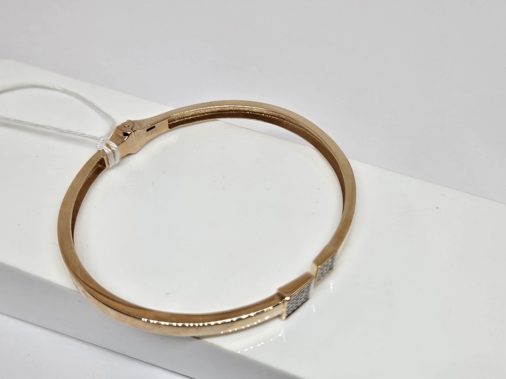 БЖКИ585 БРАСЛЕТ ЖЕСТКИЙ С КАМНЯМИ (Au 585)