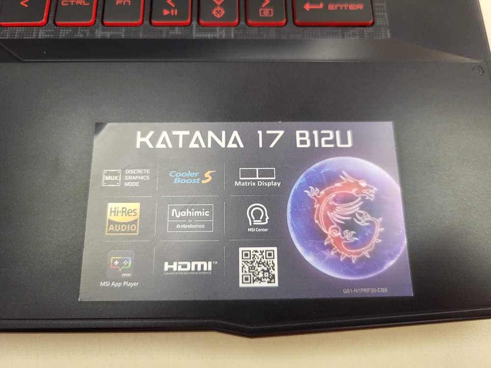 Ноутбук MSI Katana 17 B12U; Core I5-12450H, GeForce RTX 3050, 16 Гб, 512 GB, Нет