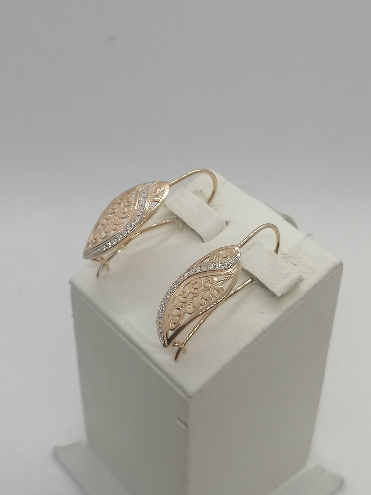 СЕРЬГИ ПЕТЕЛЬКА с камнями (Au 585)