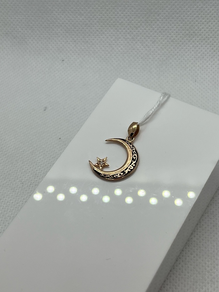 ПОДПКИ585 ПОДВЕСКА ПОЛУМЕСЯЦ С КАМНЯМИ (Au 585)