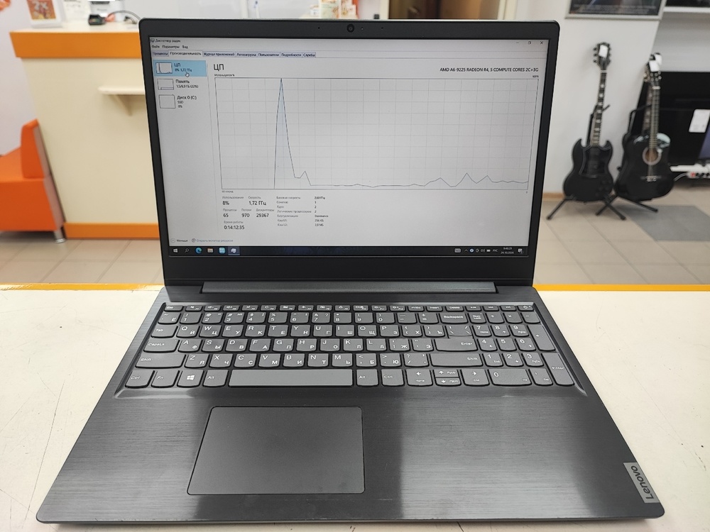 Ноутбук Lenovo; A6-9225, AMD Radeon (TM) Graphics, 8 Гб, 128 Гб, Нет