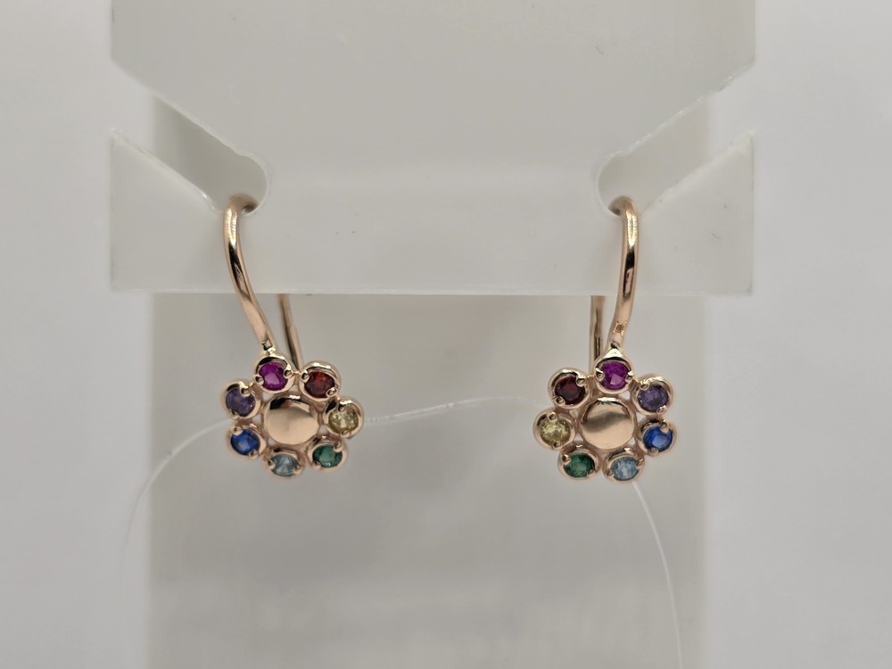 СЕРЬГИ ПЕТЕЛЬКА с камнями (Au 585)