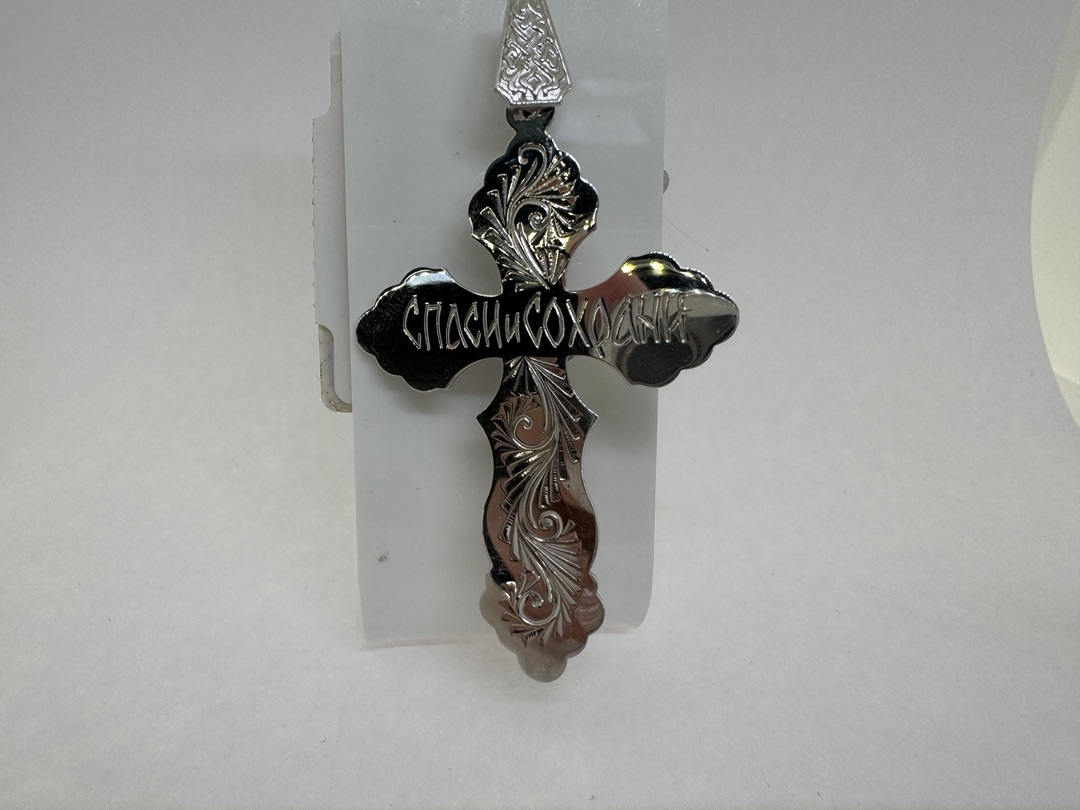 8094нБ. ПОДВЕСКА КРЕСТ без камня (Au 585)