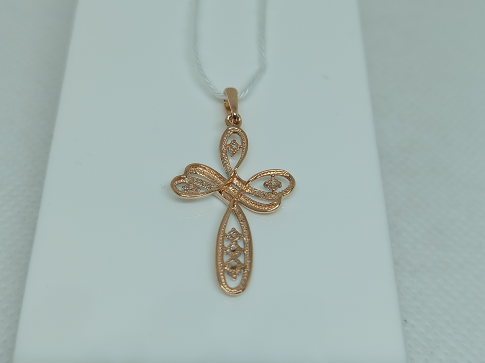 ПОДККИ585 ПОДВЕСКА КРЕСТ С КАМНЯМИ (Au 585)