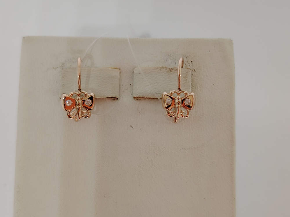 СЕРЬГИ ПЕТЕЛЬКА с камнями (Au 585)