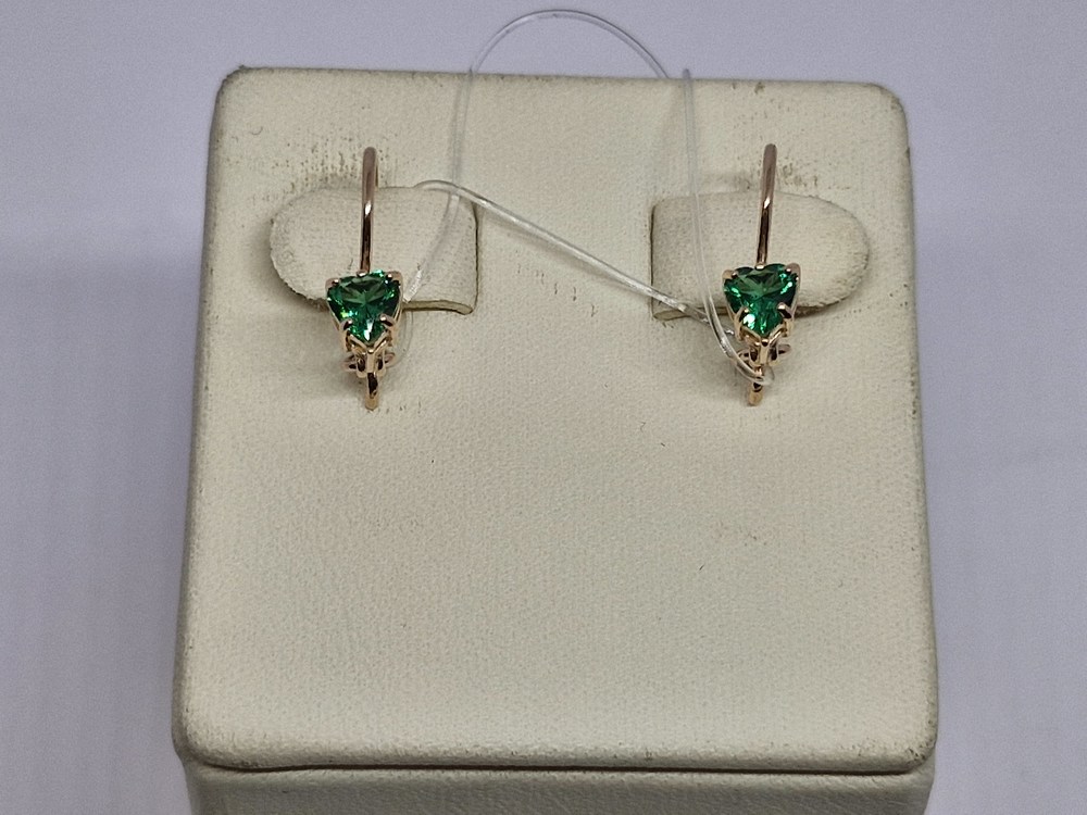 СЕРЬГИ ПЕТЕЛЬКА с камнем (Au 585)