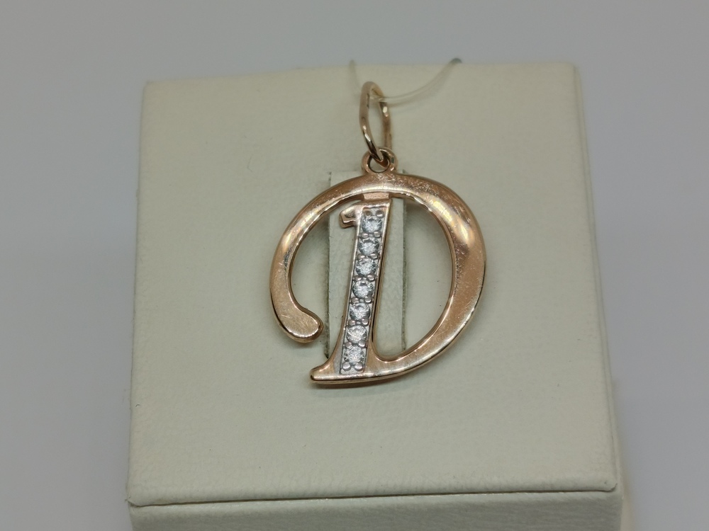 5727 "Д" ПОДВЕСКА БУКВА Д с камнями (Au 585)