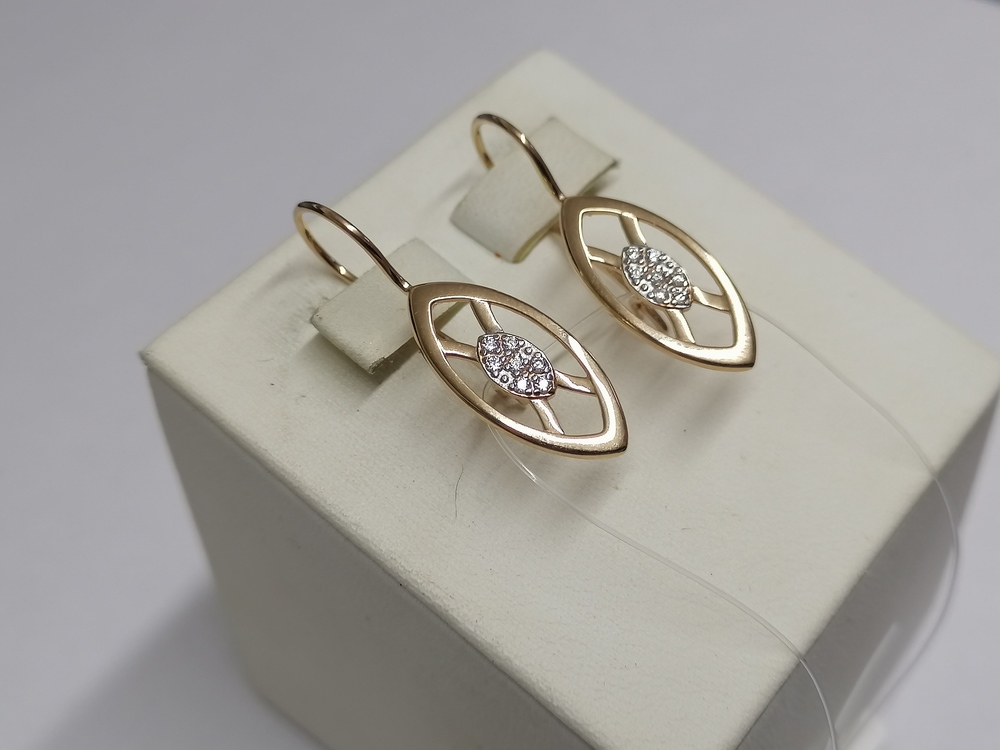 СЕРЬГИ ПЕТЕЛЬКА с камнями (Au 585)