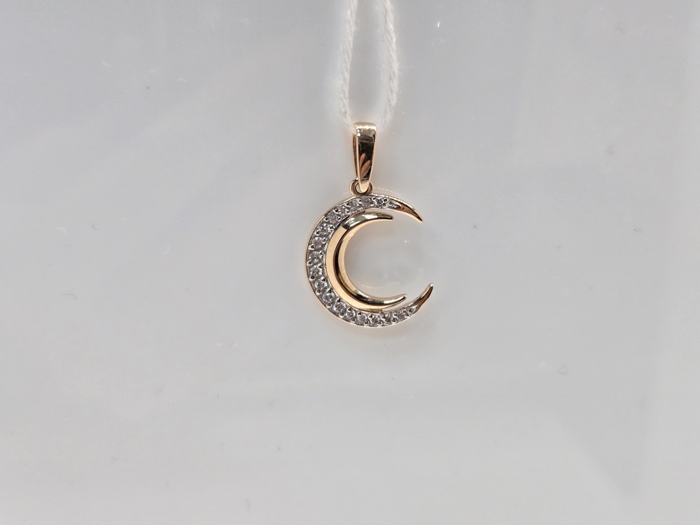 ПОДПКИ585 ПОДВЕСКА ПОЛУМЕСЯЦ С КАМНЯМИ (Au 585)