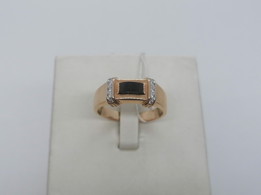 КМ-366_з КОЛЬЦО ПЕЧАТКА с камнями (Au 585)