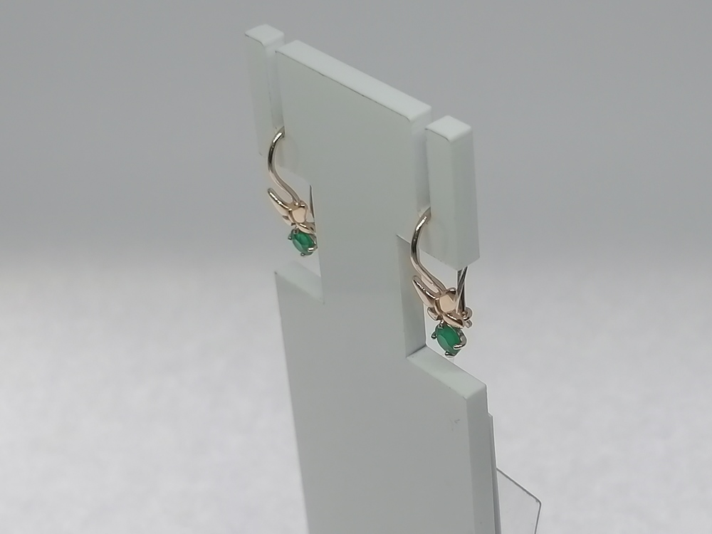 724834 СЕРЬГИ ПЕТЕЛЬКА с камнем (Au 585)