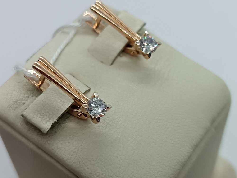 СКМ585 СЕРЬГИ С КАМНЕМ (Au 585)