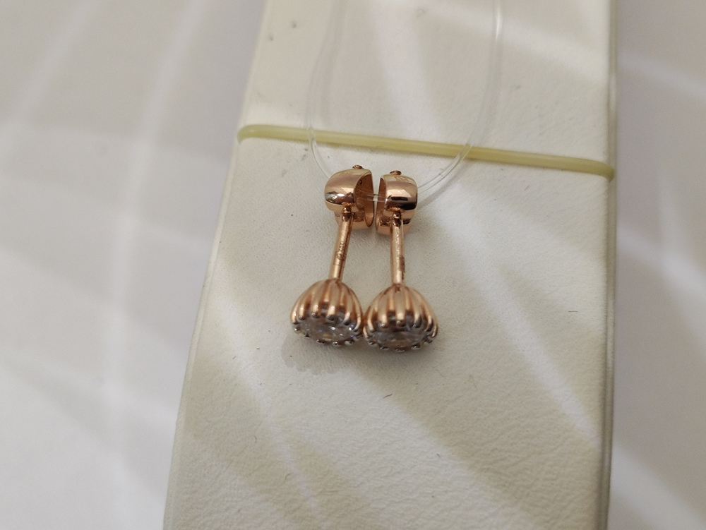 СЕРЬГИ ПУСЕТЫ с камнем (Au 585)