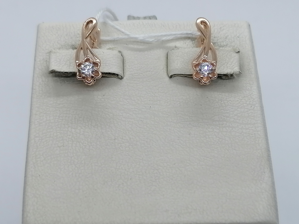 СКМ585 СЕРЬГИ С КАМНЕМ (Au 585)