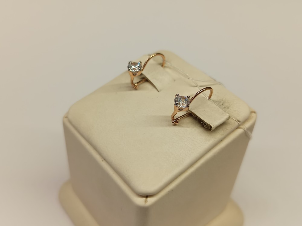 СЕРЬГИ ПЕТЕЛЬКА с камнем (Au 585)