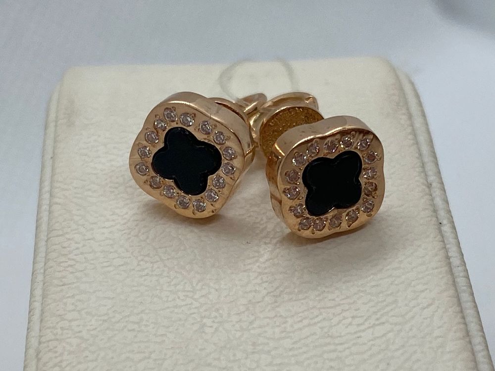 СЕРЬГИ ПУСЕТЫ Оникс (Au 585)