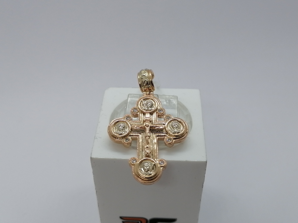 ПОДККИ585 ПОДВЕСКА КРЕСТ С КАМНЯМИ (Au 585)