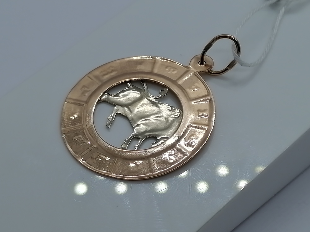 ПОДЗЗТ585 ПОДВЕСКА ЗНАК ЗОДИАКА ТЕЛЕЦ (Au 585)