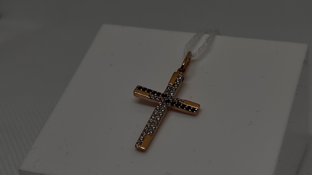 ПОДВЕСКА КРЕСТ С КАМНЯМИ (Au 585)