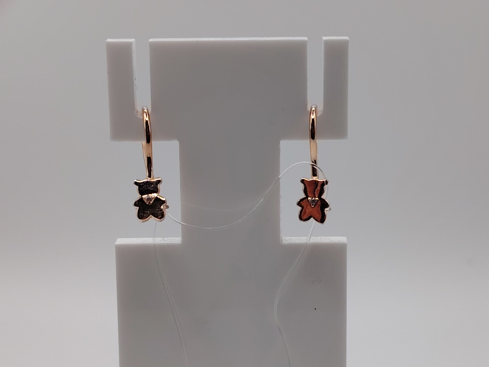 СЕРЬГИ ПЕТЕЛЬКА с камнем (Au 585)