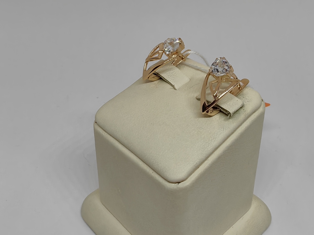 СКМ585 СЕРЬГИ С КАМНЕМ (Au 585)