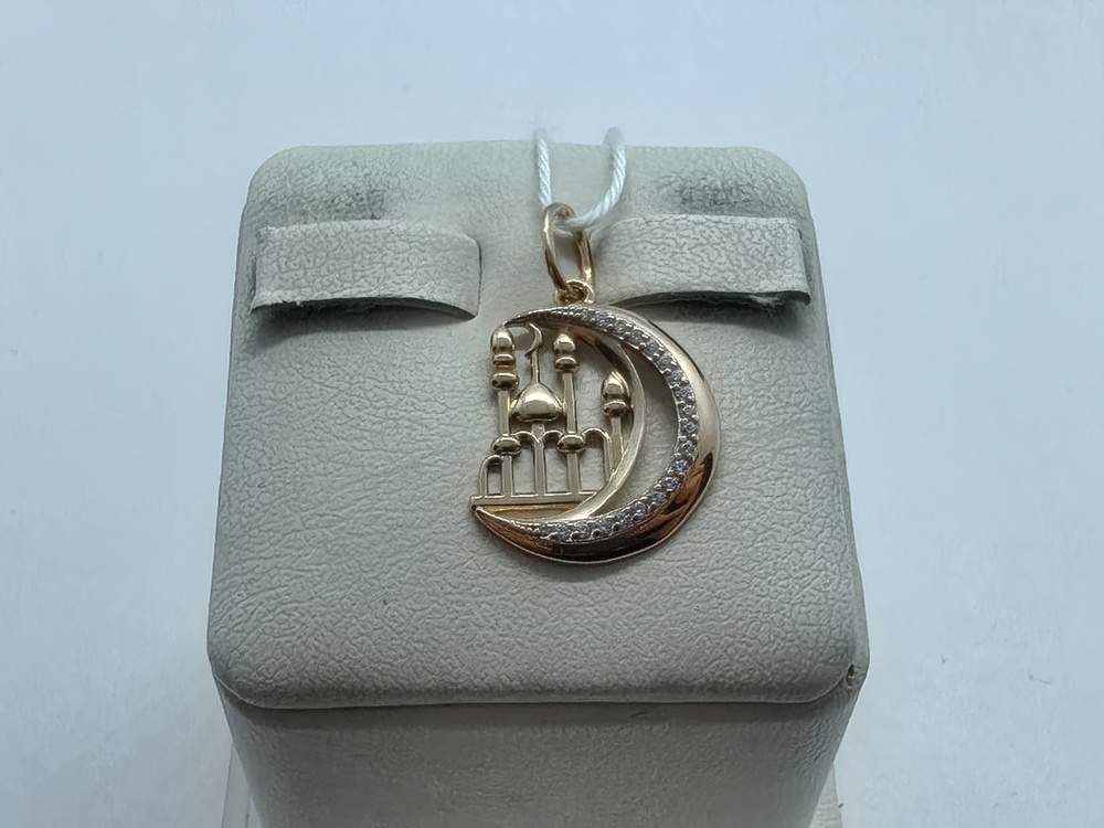 ПОДПКИ585 ПОДВЕСКА ПОЛУМЕСЯЦ С КАМНЯМИ (Au 585)