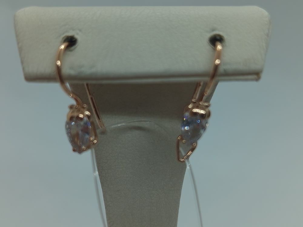 СЕРЬГИ ПЕТЕЛЬКА с камнем (Au 585)