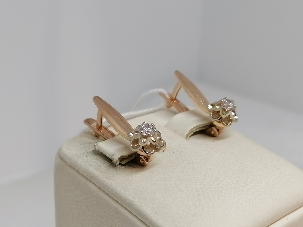 СКМ585 СЕРЬГИ С КАМНЕМ (Au 585)