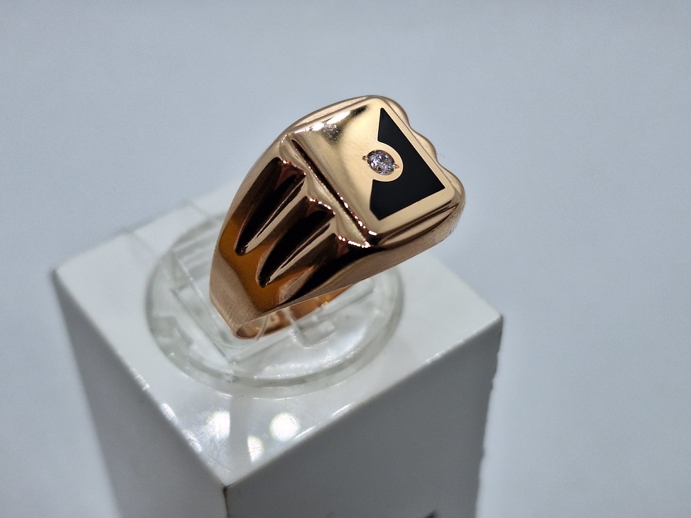 4187эс10 КОЛЬЦО ПЕЧАТКА Эмаль с камнем (Au 585)