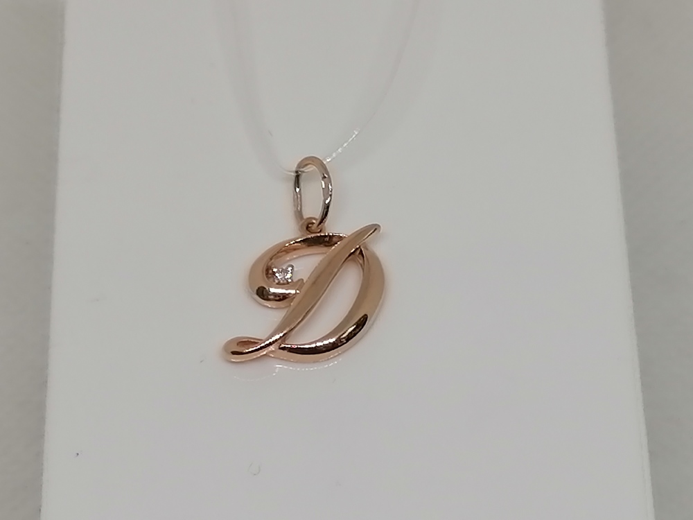 ПОДВЕСКА БУКВА Д с камнем (Au 585)