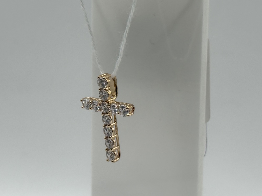 ПОДККИ585 ПОДВЕСКА КРЕСТ С КАМНЯМИ (Au 585)