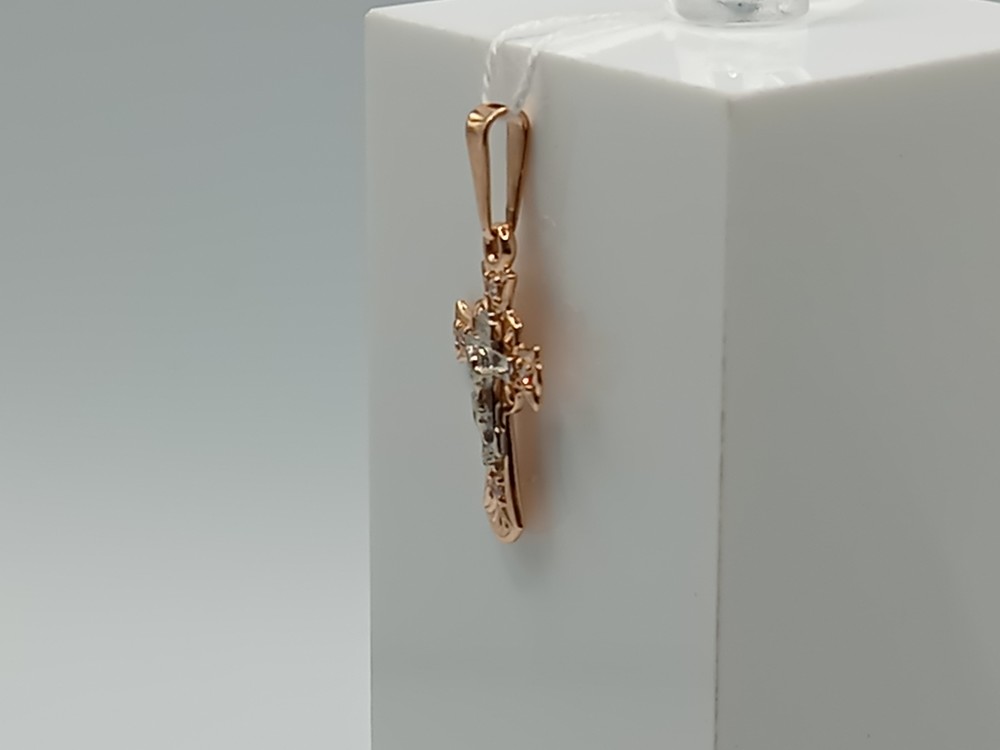 ПОДККИ585 ПОДВЕСКА КРЕСТ С КАМНЯМИ (Au 585)