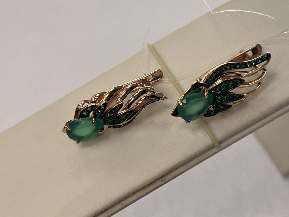 СЕРЬГИ АГАТ с камнями (Au 585)