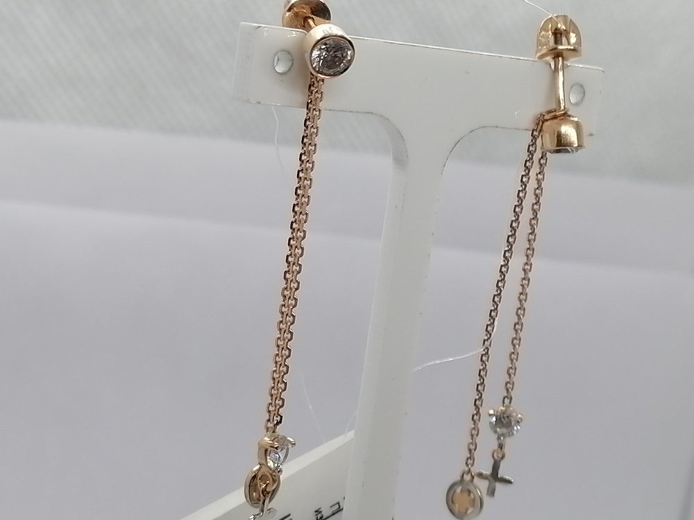 831933 СЕРЬГИ ПУСЕТЫ с камнями (Au 585)