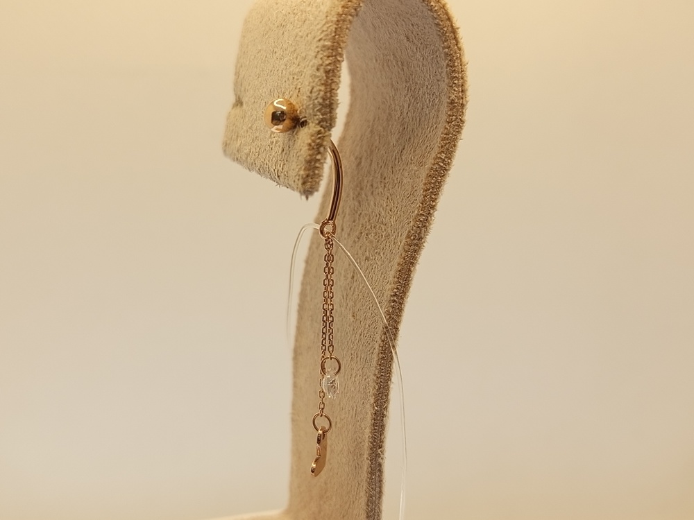 ПИРСИНГ В ПУПОК с камнем (Au 585)