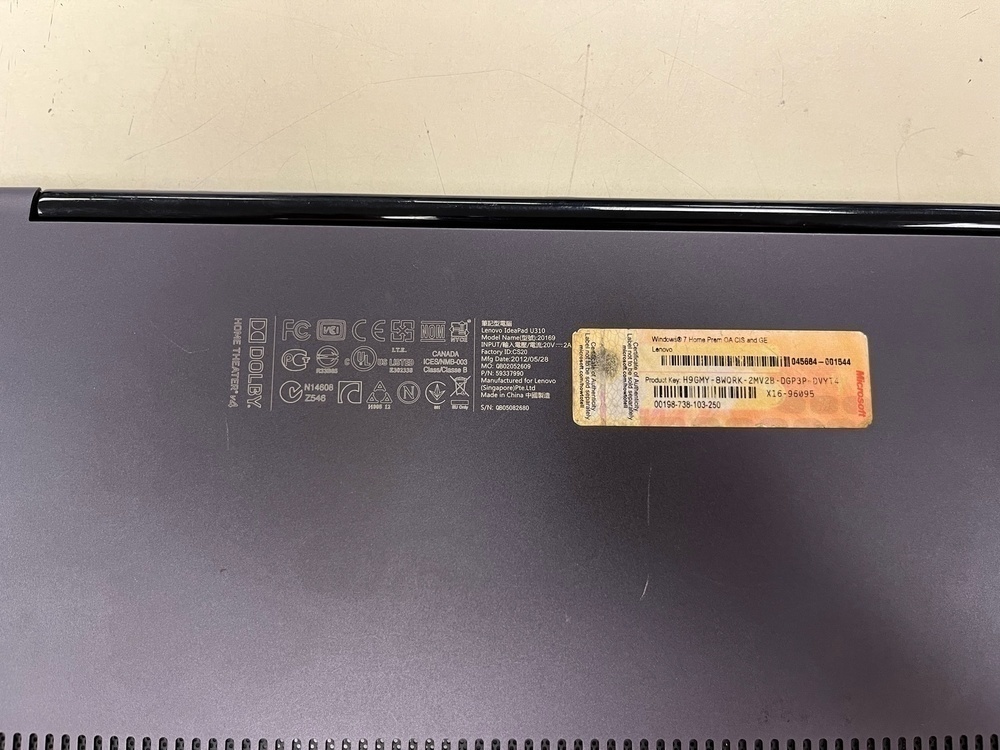 Ноутбук Lenovo U310; Core i5-3317U, Нет, 4 Гб, 32 Гб, 500 Гб