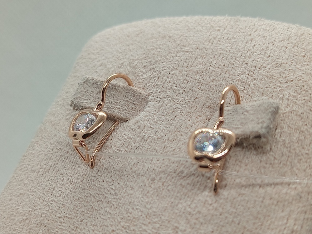 СЕРЬГИ ПЕТЕЛЬКА с камнем (Au 585)