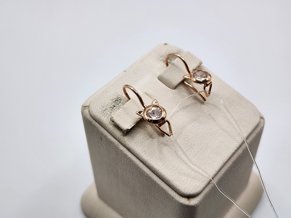 СЕРЬГИ ПЕТЕЛЬКА с камнем (Au 585)