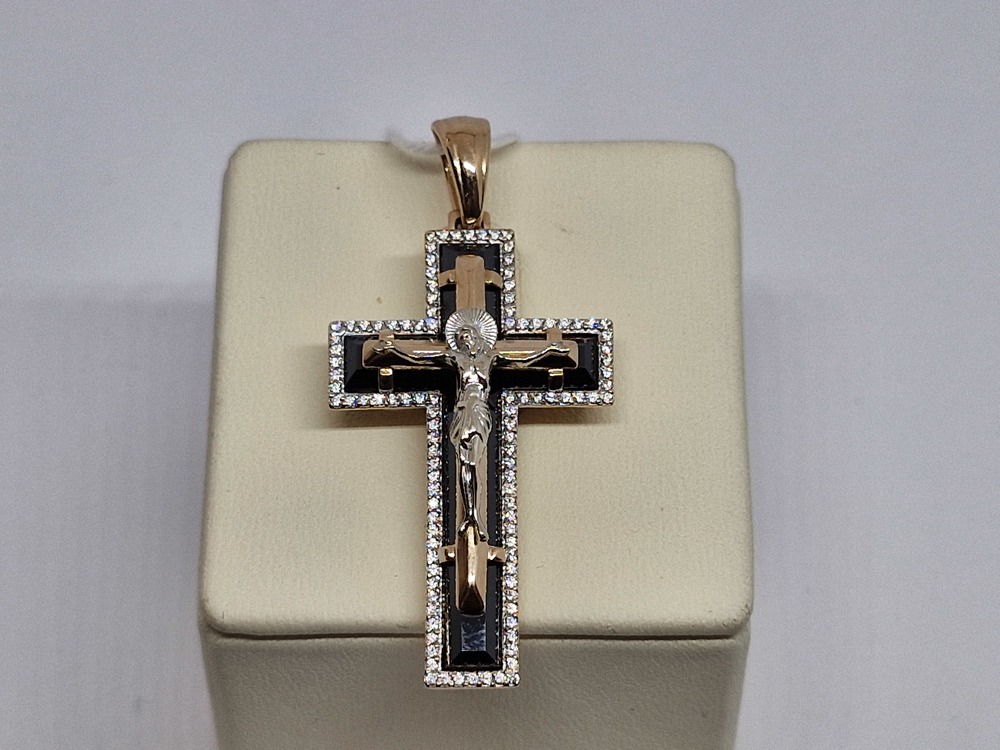 ПОДККИ585 ПОДВЕСКА КРЕСТ С КАМНЯМИ (Au 585) ПОДККИ585 ПОДВЕСКА КРЕСТ С КАМНЯМИ (Au 585)