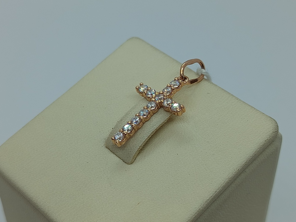 ПОДККИ585 ПОДВЕСКА КРЕСТ С КАМНЯМИ (Au 585)