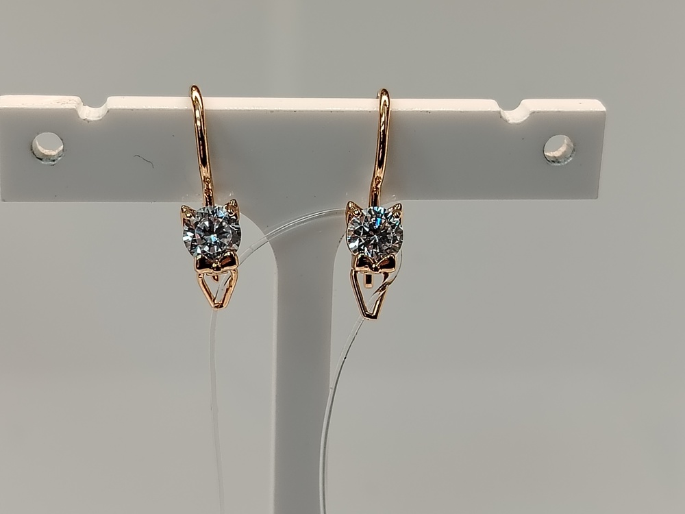 СЕРЬГИ ПЕТЕЛЬКА с камнем (Au 585)