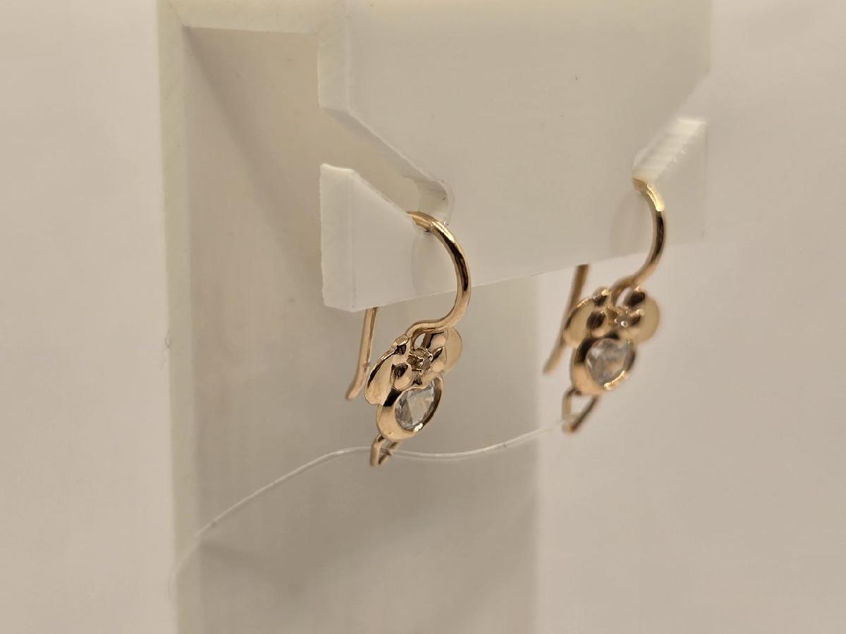 СЕРЬГИ ПЕТЕЛЬКА с камнем (Au 585)