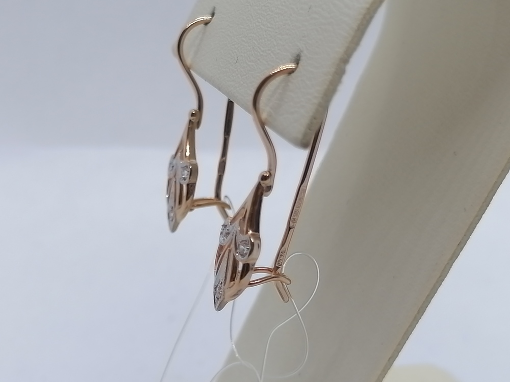 СЕРЬГИ ПЕТЕЛЬКА с камнями (Au 585)