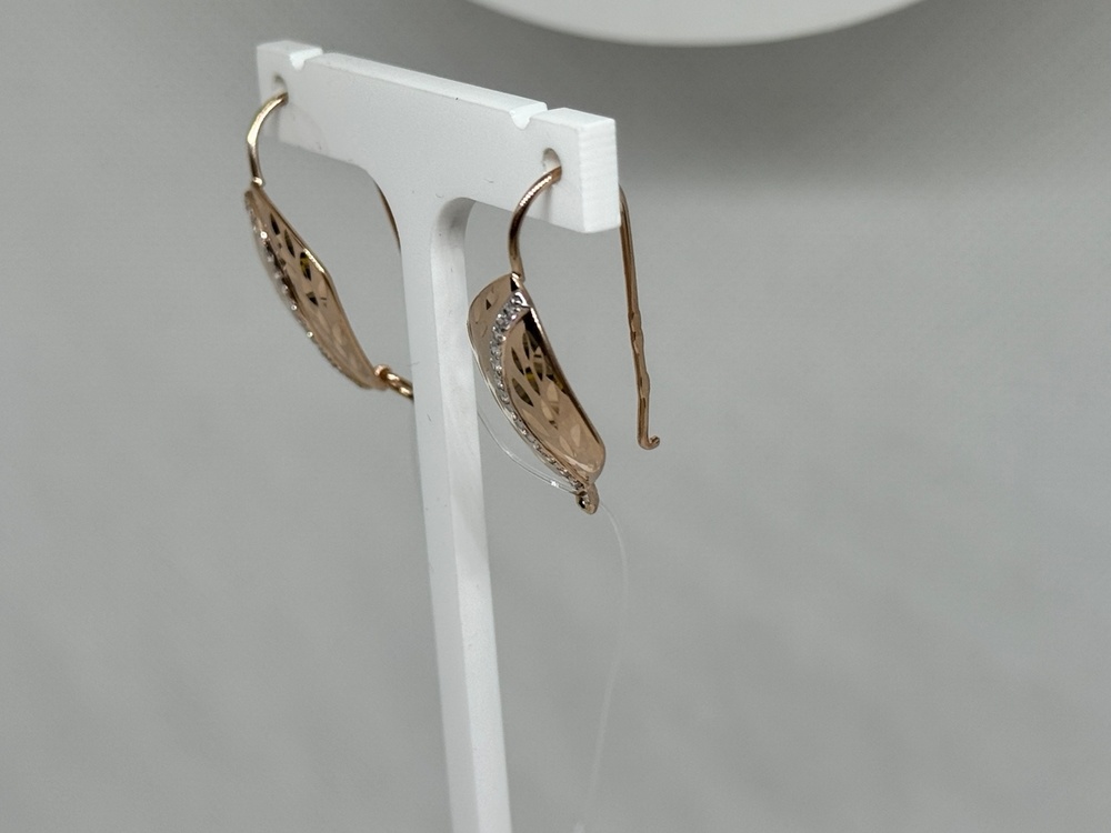 СЕРЬГИ ПЕТЕЛЬКА с камнями (Au 585)